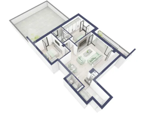 Apartament 3 camere - 2 bai - Terasa 40 mp + Balcon
