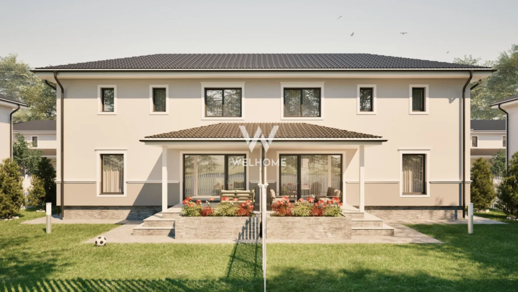 Casa tip duplex - 300 mp teren - Sura Mica - Situat într-un ansamblul rezidențial nou cu 100 de case, tip duplex si individuale, la doar câteva minute de Sibiu, acest duplex poate deveni acasă pentru tine. - Suprafata utila: 115 mp - Suprafata teren: 300 mp, curte libera: 210 mp - La parter: living, bucatarie, baie, camara, iesire pe terasa de 12 mp - La etaj: 3 dormitoare, unul cu baie proprie, baie, casa scarii. - Pod de 65 mp - Predare LA ALB la INTERIOR: Pereți tencuiți, gletuiți, plus strat de amorsă, pardoseli cu șapă mecanizată, instalații electrice, tablou electric curenți tari și curenți slabi, instalație sanitară completă, fără obiecte sanitare, centrală termică Ariston de 24 kW, încălzire în pardoseală Uponor, infrastructură cablată pentru termostate, ușă la intrare. - Casa se preda LA CHEIE la EXTERIOR: Fațade cu tencuială decorativă, tâmplărie din PVC cu 3 foi de sticlă și profil de 5 camere, glafuri la geamuri, pe exterior, contoare de utilități montate la limita de proprietate (apometru, electric, gaz), gard alb în stil american, cu poartă de acces pietonală, 2 locuri de parcare pavate cu dale din beton - în fața casei, alei și trotuare amenajate în jurul fiecărei locuințe. Caracteristici constructie: Cadre din beton armat, zidărie portantă din cărămidă de 25 cm și compartimentări din cărămidă de 11,5 / 25 cm, duplexurile au perete dublu din cărămidă de 25 cm, cu strat termoizolant între unități, termoizolație cu polistiren de 15 cm, planșeu din beton inclusiv între etajul 1 și pod, acoperiș tip șarpantă din lemn, cu învelitoare din țiglă ceramică gri, terasă acoperită cu țiglă ceramică gri. Programeaza o vizionare! Pret: 163.000 euro + Tva * Se accepta plata cu credit ipotecar cu avans minim 25%. * Se accepta si plata cu criptomonede. }}