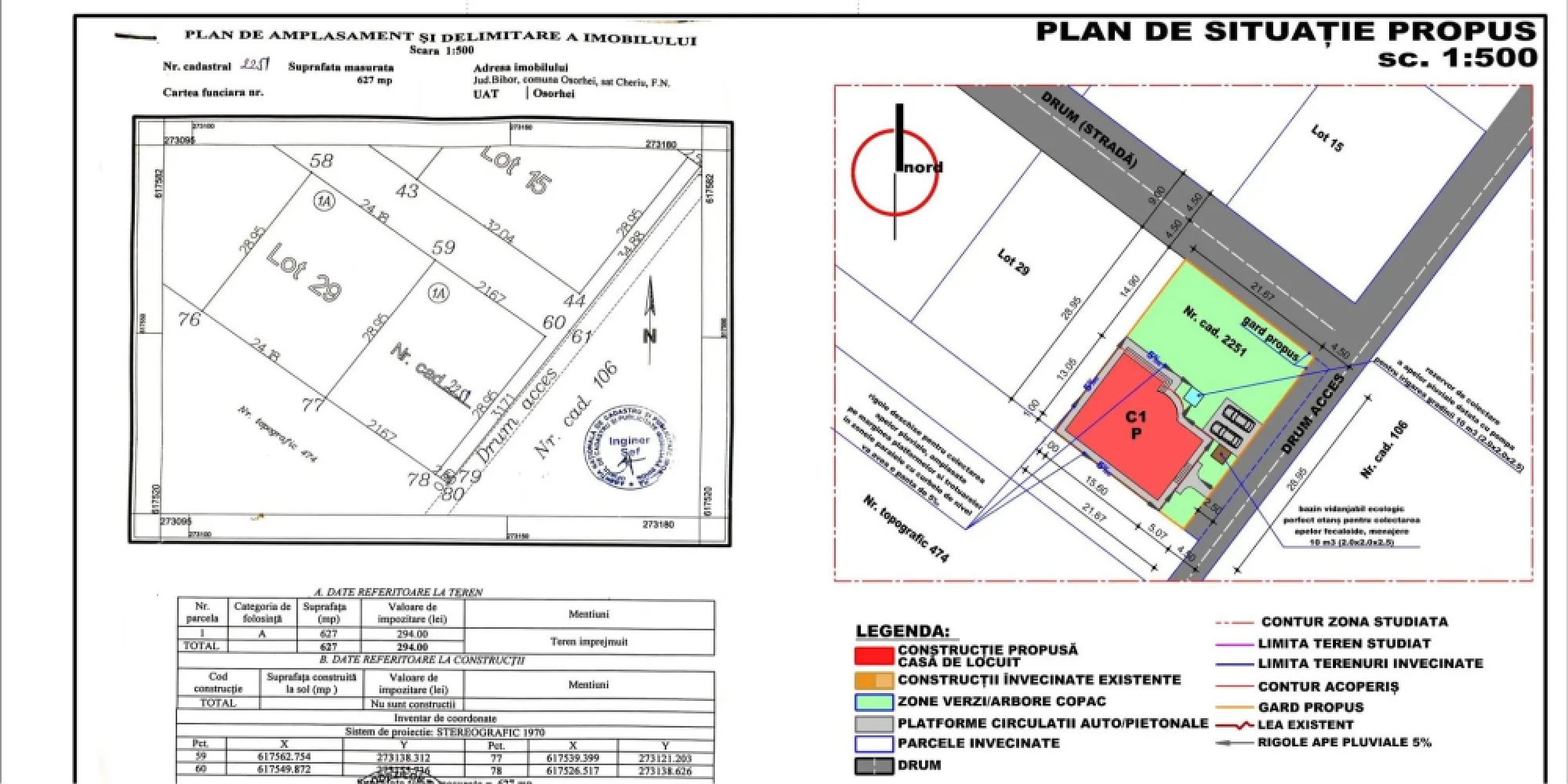 Teren intravilan, fundatie proiect casa, gard si utilitati-Zona Cheriu