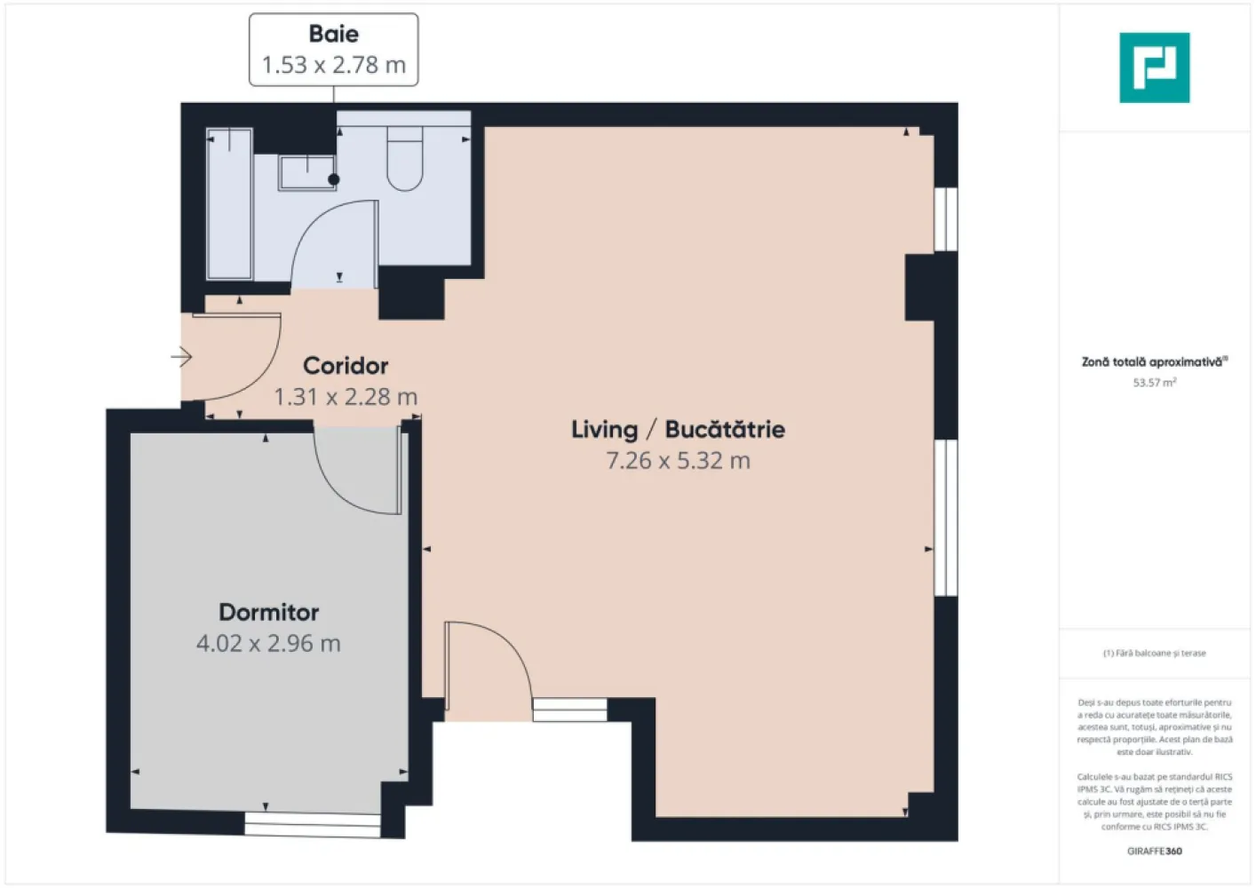 Apartament spațios cu 2 camere în Torontalului