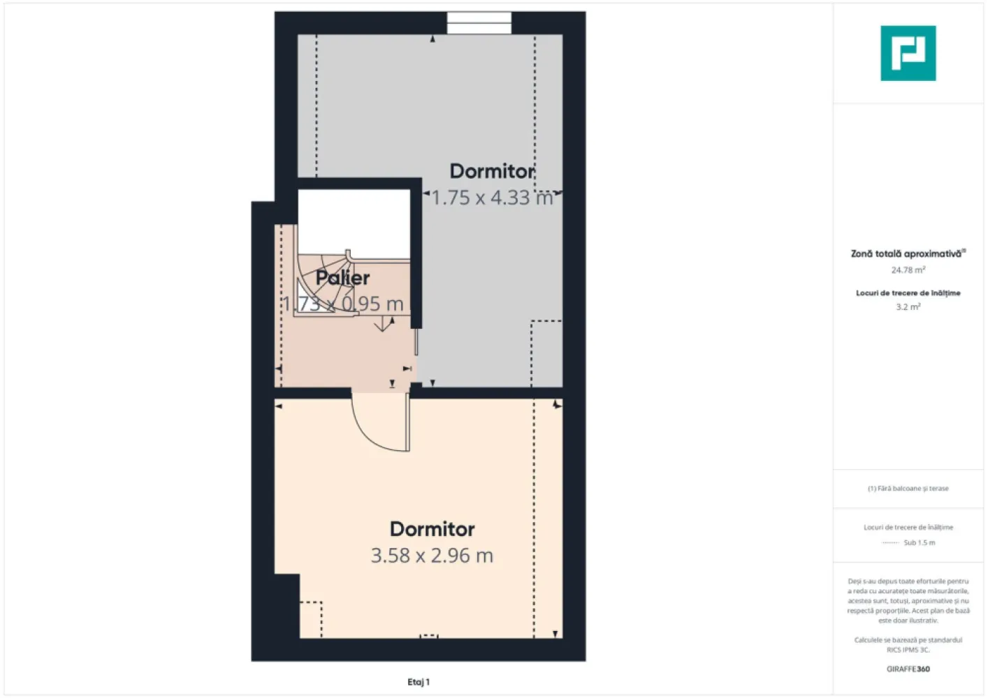 Apartament cu 3 camere pe 2 niveluri în Dumbrăvița