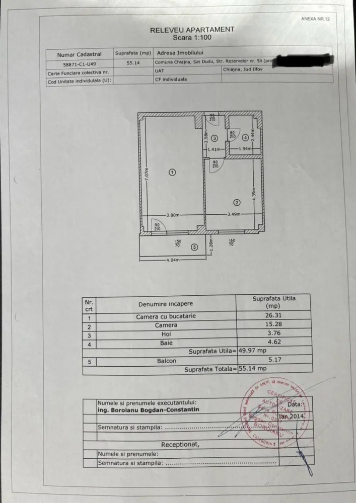 Apartament 2 Camere Militari Residence – Str. Rezervelor 54 - Apartament cu 2 camere situat in Militari Residence, pe strada Rezervelor nr.54, in blocul 1, vedere stradala, langa Tratoria Roz Caffe. Proprietatea se afla la etajul 2 din 7, intr-un bloc prevazut cu 2 lifturi si se vinde mobilata, exact cum se vede in poze. Apartamentul are o suprafata totala de 55.14 mp, compartimentata astfel: living cu bucatarie open space de 26.31 mp, dormitor de 15 mp, baie de 5 mp si balcon deschis de 5 mp. Este dotat cu centrala proprie si aer conditionat. In apropiere se gasesc centre comerciale precum Auchan La Strada, Mega Image, Lidl si Penny, dar si unitati de invatamant (Scoala Petru Rares, gradinite de stat si particulare). Accesul la mijloacele de transport in comun este facil, RATB avand statie chiar langa bloc. }}