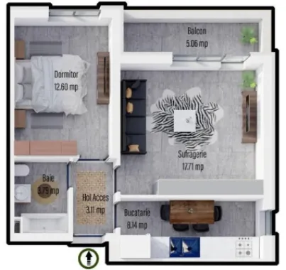 Ap. 2 cam. martie 2026 zona Militari Residence