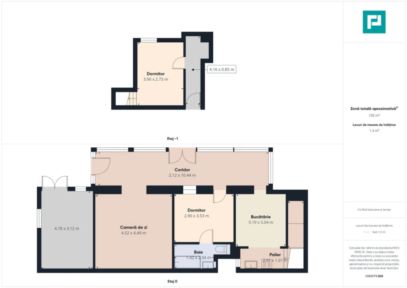 Apartament 3 camere la curte - Odobescu