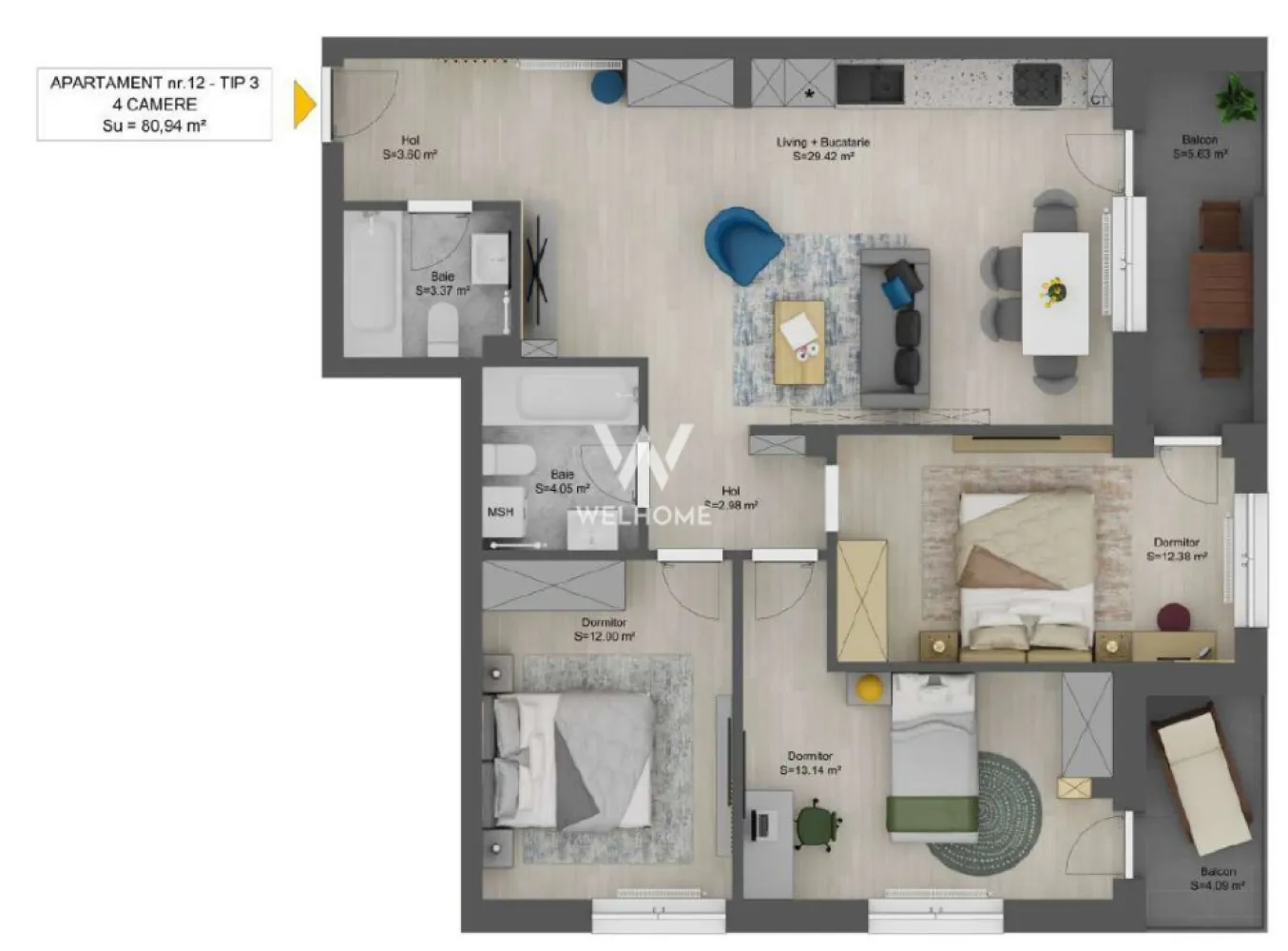 Apartament INTABULAT LA CHEIE, 4 camere, Sibiu