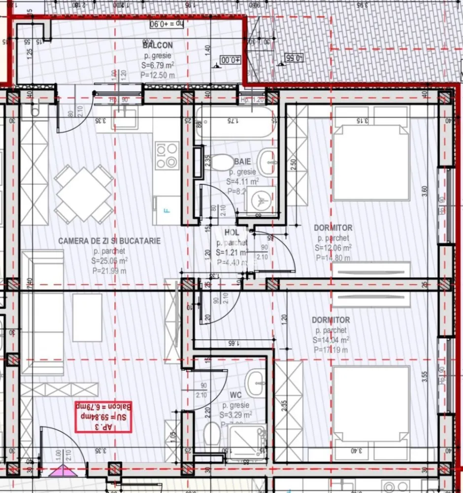 Apartament 3 camere, 2 bai - Zona Unirii, Selimbar