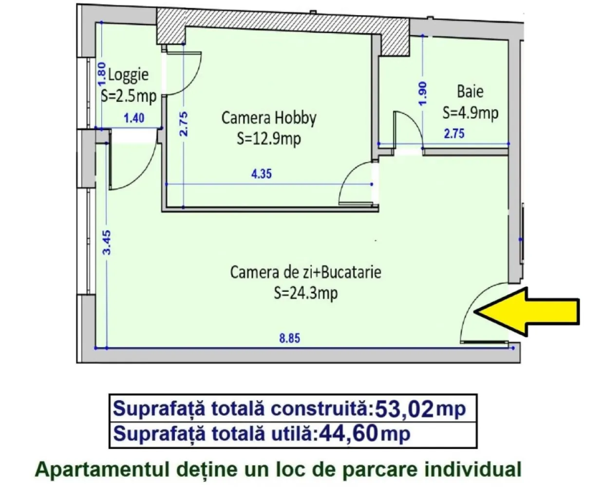 Apartament 2 camere- Dna Stanca- Finisat - 65.000 EURO ( TVA INCLUS )