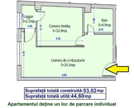 Apartament 2 camere- Dna Stanca- Finisat - 65.000 EURO ( TVA INCLUS )
