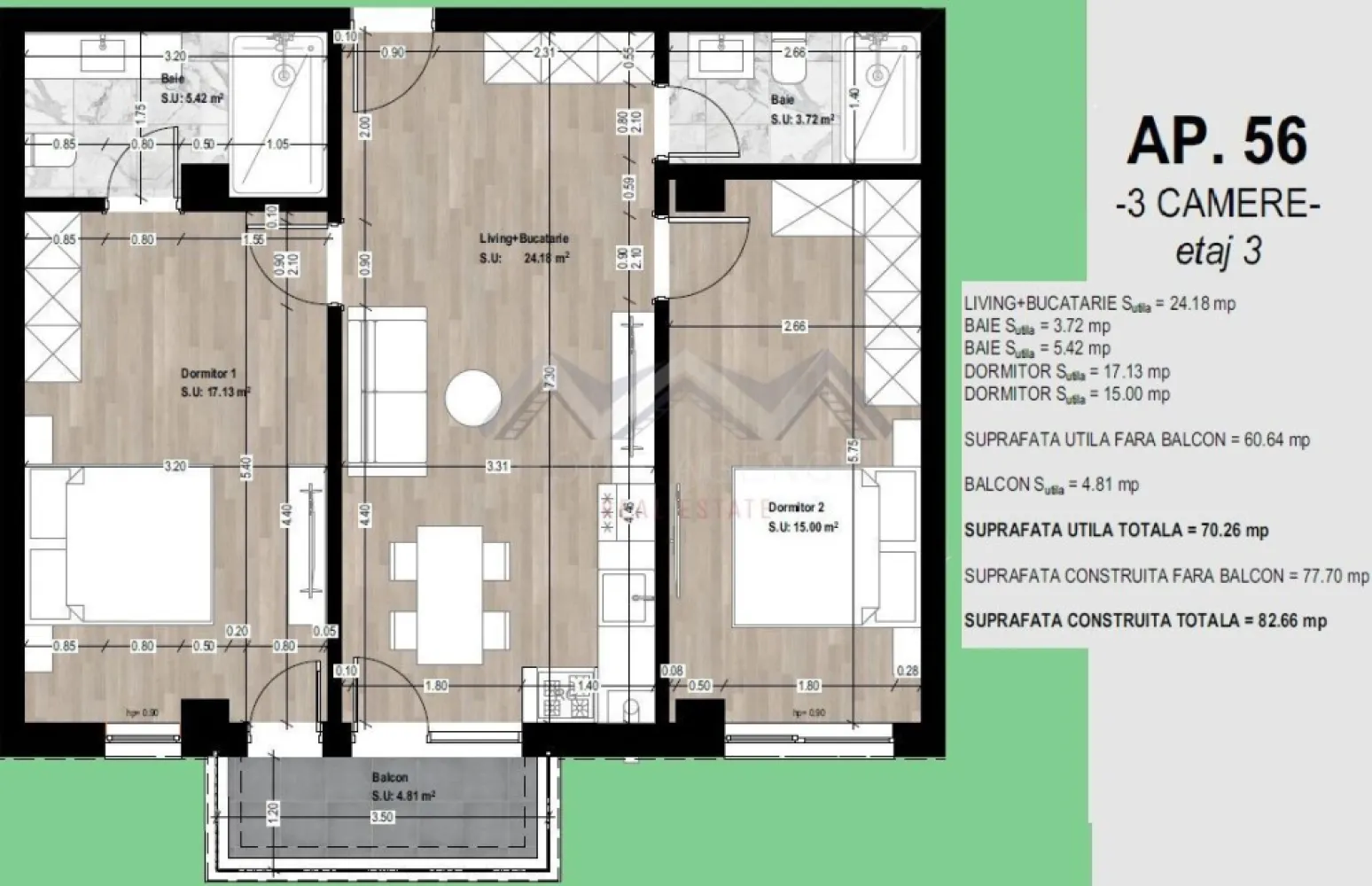 Apartament 3 camere Otopeni - TVA și parcare incluse