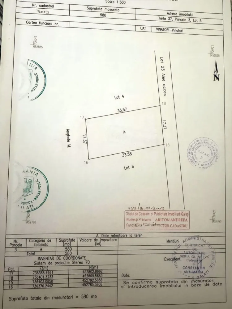 Loturi teren 590 mp - Vanatori, jud Galati, 43 mp negociabil