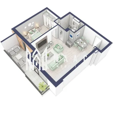 Apartament 2 camere | Etaj 1 | Balcon 9.5 mp | Turnisor