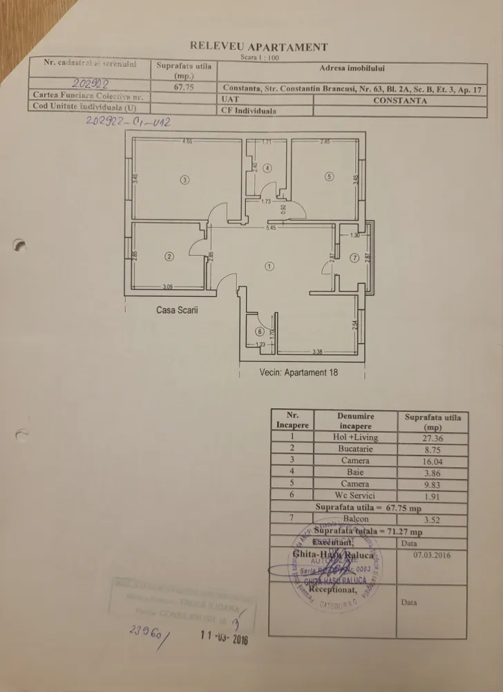 Apartament 3 camere, zona Eden, 71mp