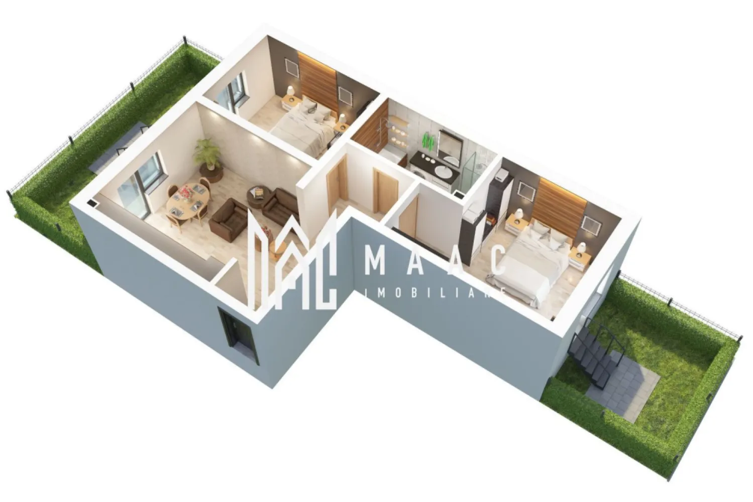 Apartament 3 camere I Doamna Stanca I Sibiu | Grădină 47 mp - MAAC Imobiliare vă prezintă un apartament 3 camere cu două grădini proprii, situat în zona rezidențială Doamna Stanca din Sibiu, într-un imobil nou P+3, construcție 2025, realizat de un dezvoltator cu experiență și reputație excelentă. Proprietatea oferă avantajul rar al unui spațiu exterior generos, ideal pentru relaxare, zonă verde proprie sau loc de joacă pentru copii. Suprafață și compartimentare: Suprafață utilă: 61,2 mp Balcon: 7,8 mp Grădină 1: 30,95 mp – acces direct din living și bucătărie Grădină 2: 16,05 mp – acces din dormitorul matrimonial Suprafață totală grădini: 47 mp Compartimentarea este eficientă, cu spații bine delimitate și lumină naturală din abundență. Beneficii: Loc de parcare GRATUIT inclus Bloc cu regim redus de înălțime (P+3) Construcție la standard premium Zonă rezidențială în plină dezvoltare Modalitate de plată: 15% avans la antecontract 85% la semnarea contractului final Prețuri: Varianta ALB: 107.438 € + TVA Total: 130.000 € Varianta LA CHEIE: preț stabilit în funcție de preferințele de finisare Comision 0% pentru cumpărător. Pentru mai multe detalii sau pentru a programa o vizionare, nu ezitați să ne contactați. Menționați ID-ul anunțului: CP2945129 }}