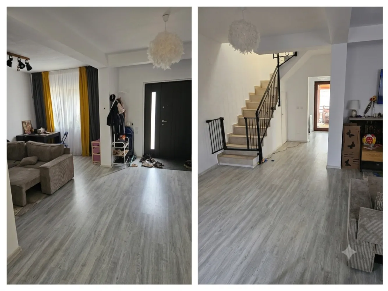 Vand casa cu 4 camere Lapus - Proprietar vând casă in Craiova, la 1km de Electroputere. Casă are o suprafață utila de 90mp dispusa pe 2 nivele si amplasata pe un teren de 300mp.La parter avem un living generos, o baie secundara(cu wc, chiuveta si cabina de dus) si o bucătărie complet echipata.La etaj avem 3 dormitoare si o baie cu cada si in plus si bideu.Casă este construcție 2020 renovata complet in 2024 la achiziție. Tot ce se afla in casa este achiziționat din 2024 si pana in prezent.Încălzirea este prin pardoseala pe ambele nivele.Geamurile sunt Salamander tripan cu 6 camere schimbat înainte de Paște.Casă beneficiază si de un sistem fotovoltaic de 8kw cu stocare de 10kw fiind suficient de mare cat sa suporte si o eventuala pompa de căldură/centrala electrica.Casă este amplasata in mijlocul curții având astfel spațiu de parcare pentru maxim 3 mașini in partea din fata si inca pe atât spațiu in spate pentru intimitate. (In fata preponderent pavele, in spate preponderent gazon).Casă se vinde complet mobilata si echipata (mai putin canapeaua din living pentru care inca plătim rate) pentru prețul de 250.000€ negociabil.