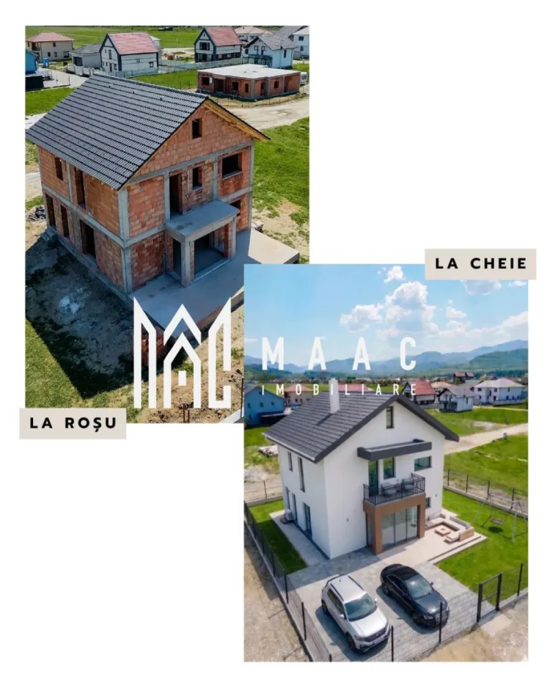 Casă individuală 4 camere | Tălmaciu | 400 Teren - Casă individuală cu 4 camere în Tălmaciu, amplasată într-o zonă liniștită, cu 140 mp utili, teren de 400 mp și priveliște către munți.

Detalii proprietate:
• Suprafață utilă: 140 mp
• Suprafață construită: 196 mp
• Teren: 400 mp
• Compartimentare pe parter și etaj, cu pod înalt și placă de beton
• Parter: living cu bucătărie open-space, birou, baie, cămară, cameră tehnică și terasă
• Etaj: 3 dormitoare și 2 băi, dintre care un dormitor matrimonial cu baie proprie
• 3 băi, 1 bucătărie și 2 locuri de parcare
• An construcție: 2025
• Structură din cărămidă, acoperiș din țiglă
• Exterior finalizat la cheie, interior semifinisat, la stadiul de tencuială, cu instalațiile pregătite

Proprietatea este poziționată în Tălmaciu, într-o zonă liniștită, cu acces facil către Sibiu atât pe autostradă, cât și pe DN. Priveliștea către munți completează cadrul, iar podul oferă posibilitatea de mansardare.

Contactați echipa MAAC Imobiliare pentru detalii suplimentare și programarea unei vizionări. Cod anunț CP3207403.