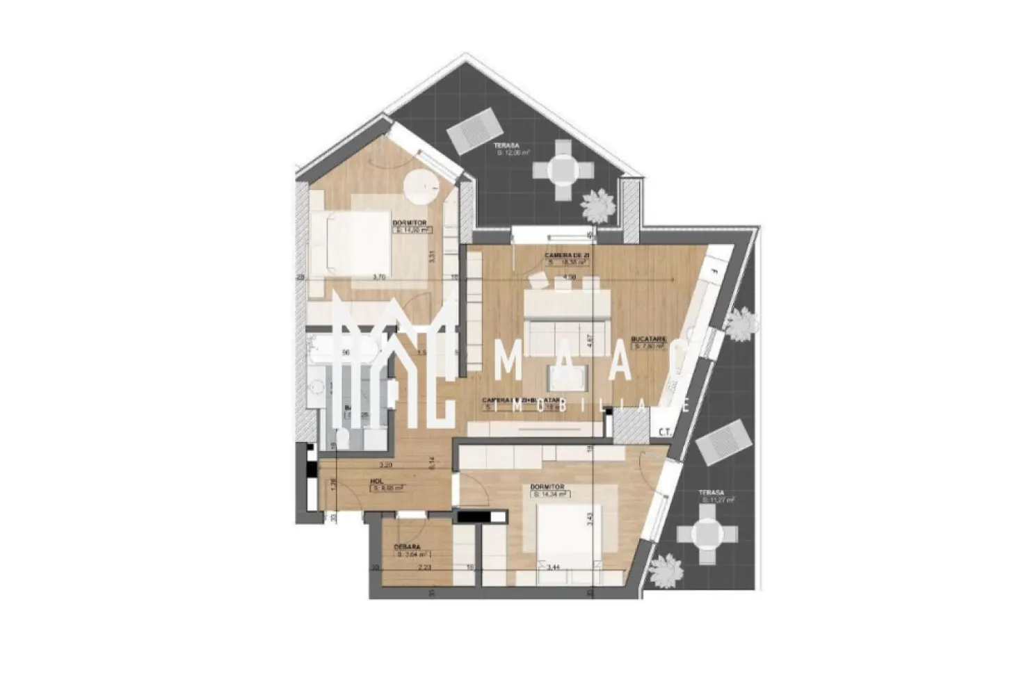 Apartament 3 camere nou | 2 balcoane | Parcare | Decomandat