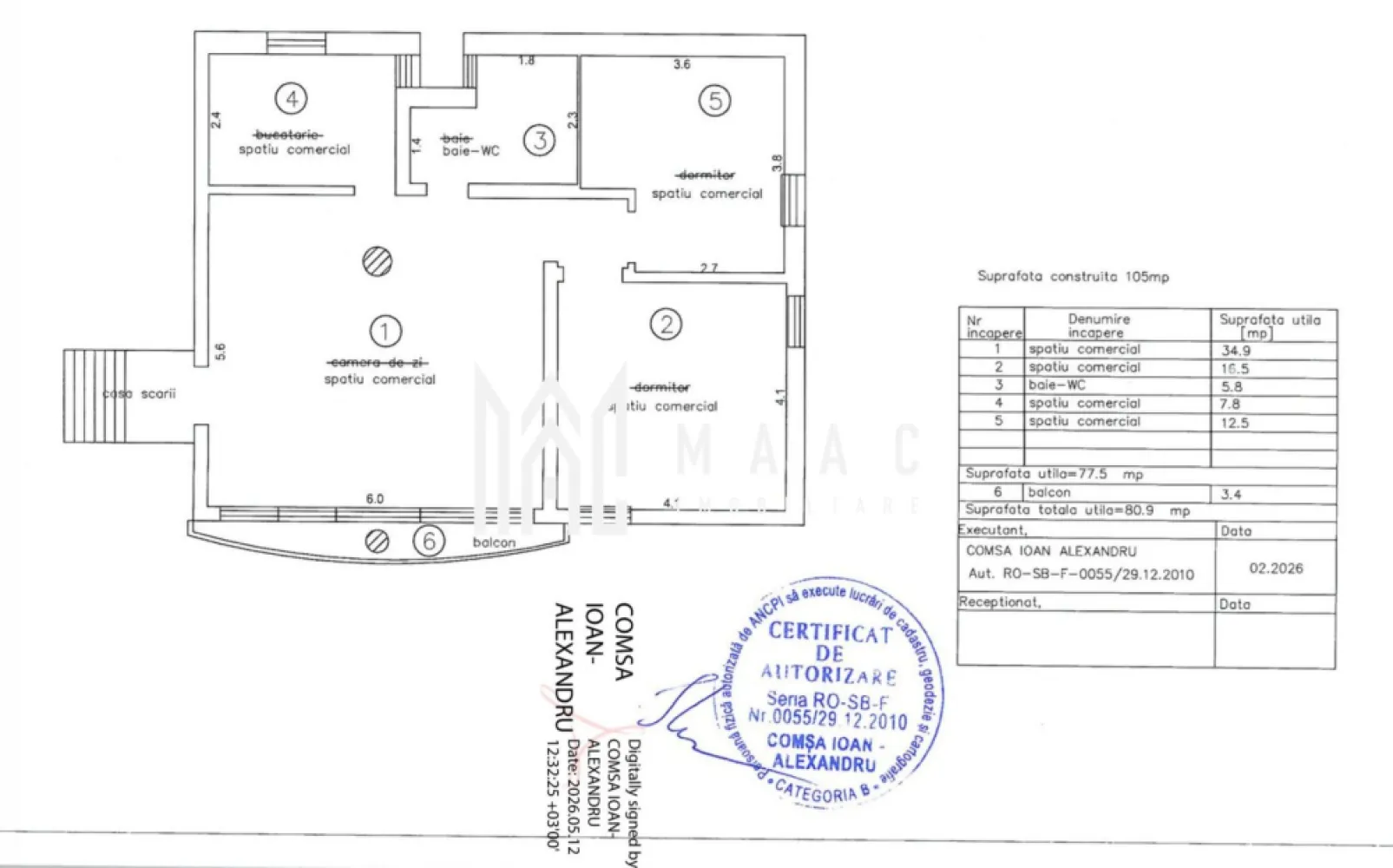 Spatiu comercial/ birouri | Etaj 1 | 80MP | Sub Arini