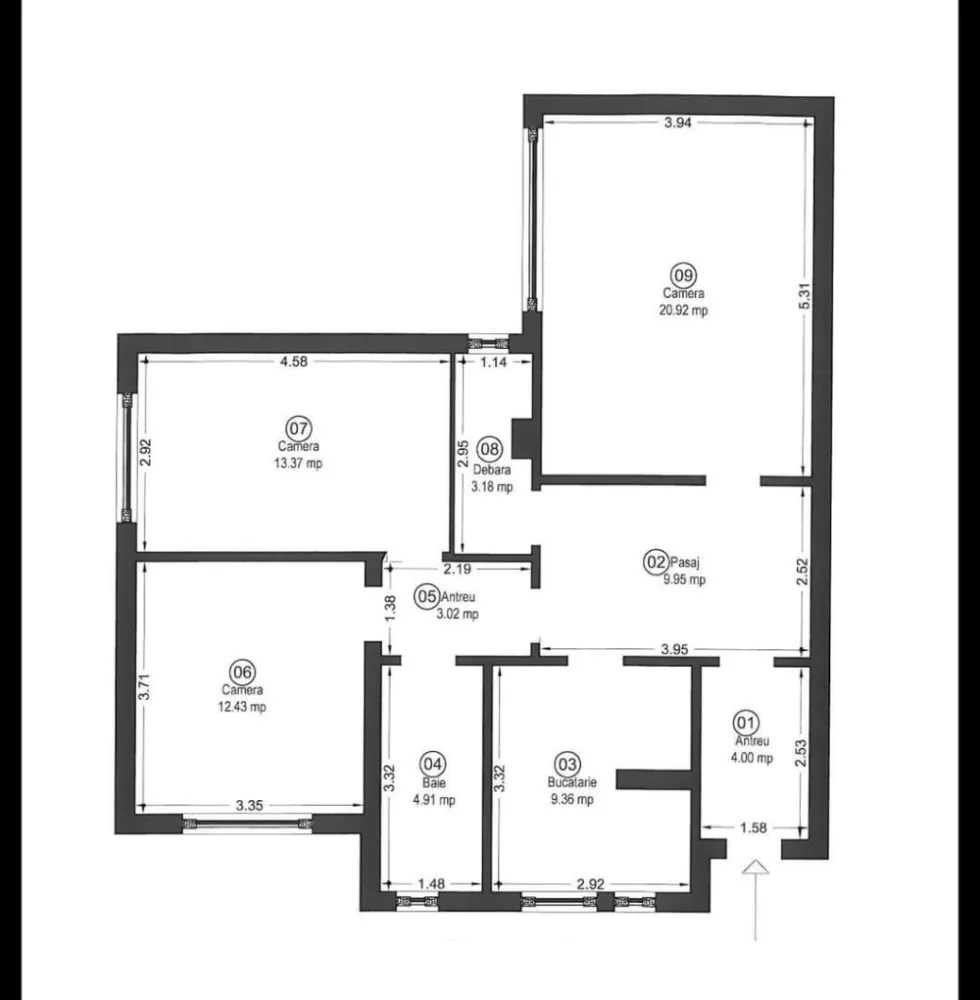 PRET NOU! Apartament decomandat 3 camere - str. Horia - COMISION 0%