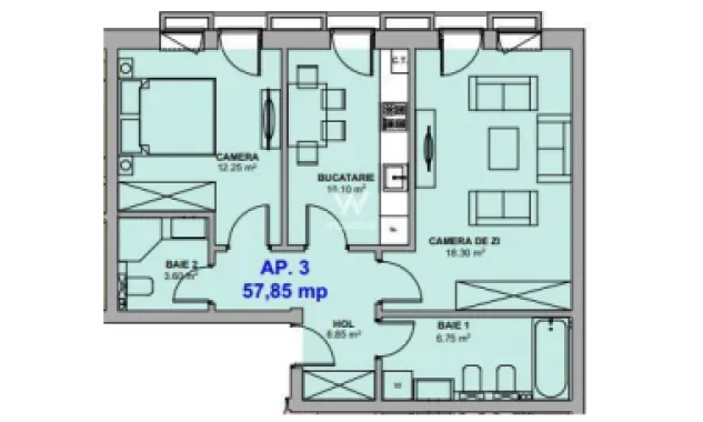 Apartament 2 camere, Intabulat - Prelungirea Doamna Stanca