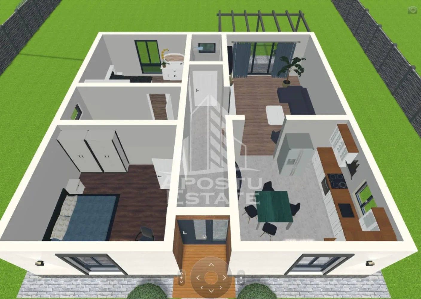 Casa individuala pe parter, 4 camere si 2 bai, 530 mp teren