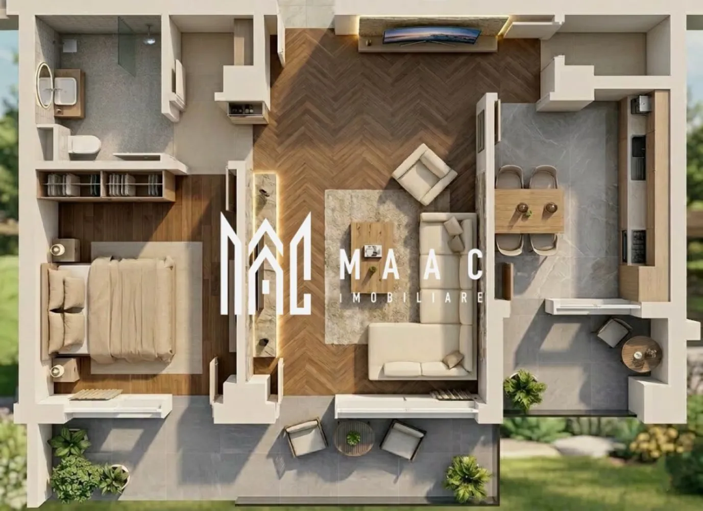 Apartament | 2 camere | 66,45 MPU | 2 Balcoane | Veterani - MAAC imobiliare va propune spre vanzare un apartament cu 2 camere modern, situat într-un ansamblu rezidențial nou, conceput pentru a oferi un standard ridicat de confort și funcționalitate. Locuința face parte dintr-un imobil cu regim redus de înălțime (D+P+2E+Er ) , dotat cu lift și construit pe o structură solidă din beton hidroizolat, cu placă peste ultimul nivel. Amplasarea ansamblului facilitează accesul rapid către Jumbo, beneficiind de drumuri care vor fi complet asfaltate de către dezvoltator. Apartamentul are o suprafață utilă de 51.55 mp (fără balcoane) și este situat la parter, blocul fiind în acest moment în stadiu de construcție, cu termen de predare la cheie în luna septembrie. Compartimentarea este de tip decomandat și foarte eficientă: o zonă de zi generoasă de 22.30 mp, o bucătărie separată cu loc de luat masa (9.50 mp), un dormitor spațios (12.40 mp), baie (4.95 mp), hol de acces, debara și o cămară. De asemenea, apartamentul dispune de două balcoane generoase (9.25 mp, respectiv 4.30 mp). Finisajele pot fi alese în funcție de preferințele dumneavoastră, manopera fiind asigurată de dezvoltator. Confortul termic este garantat prin centrală proprie și încălzire prin pardoseală, iar liniștea interioară este susținută de panourile fonice montate la fiecare nivel. Ansamblul este gândit ca o comunitate completă, urmând să includă în viitor creșă, grădiniță, un parc pentru relaxare și spații comerciale la parterul imobilelor (10 blocuri în total). Există posibilitatea achiziționării separate a unui loc de parcare în subteran și a unei boxe pentru depozitare. Caracteristici principale: Compartimentare: Cameră de zi, Bucătărie + Loc de masă, Dormitor, Baie, Hol acces, Debara, Cămară, 2 Balcoane (total 13.55 mp) Facilități ansamblu: Izolație fonică, loc de joacă pentru copii, viitoare creșă/grădiniță, acces facil spre Jumbo Infrastructură: Străzi asfaltate, iluminat stradal, mijloace de transport în comun Condiții plată: Avans minim 15% Pentru mai multe detalii tehnice sau programarea unei vizionări, contactați-ne și specificați ID: CP2969279