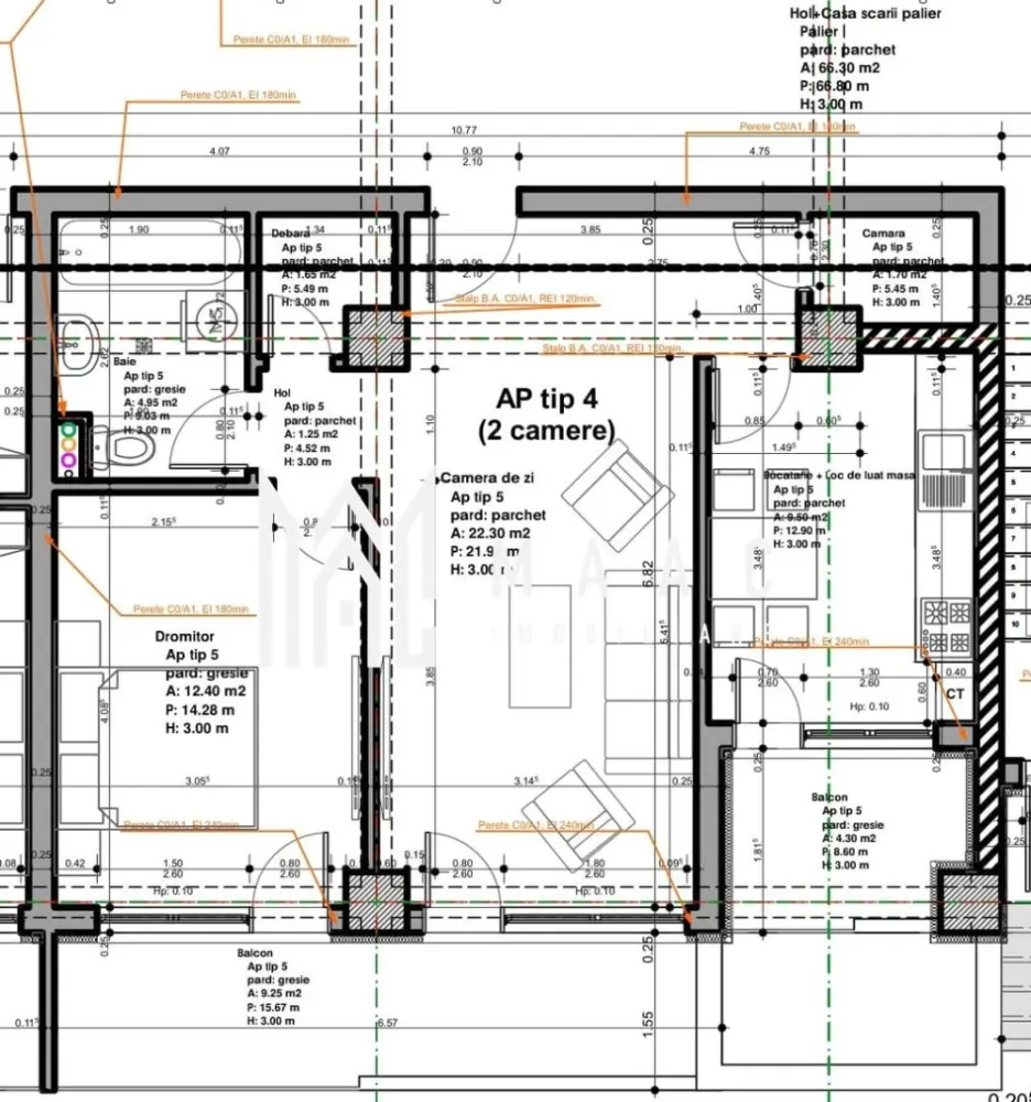Apartament | 2 camere | 66,45 MPU | 2 Balcoane | Veterani