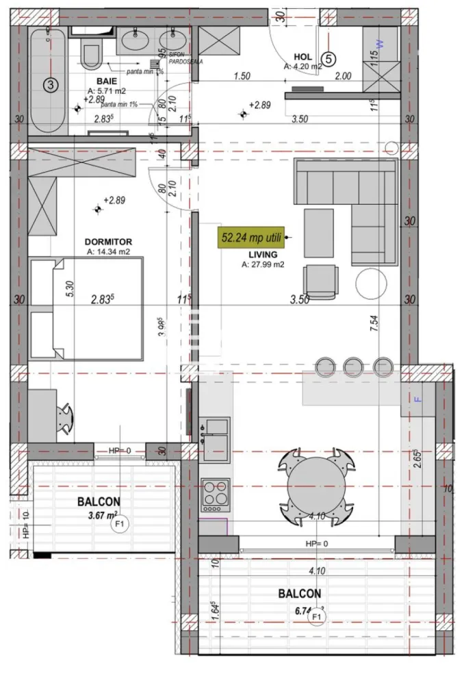 Apartament 2 camere | 52 mp Utili | DaVinci Homes | Predare la Cheie