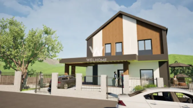 Casă single modernă, eficientă energetic și curte generoasă