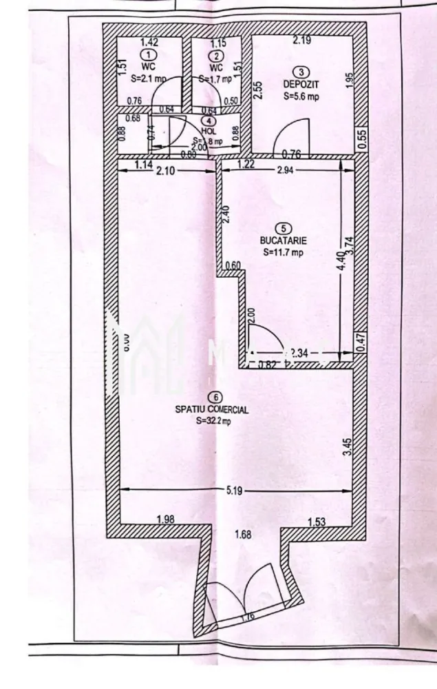 Spațiu comercial I 55 mp I Bucătărie I Gr. Sanitar I Central