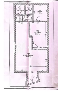 Spațiu comercial I 55 mp I Bucătărie I Gr. Sanitar I Central