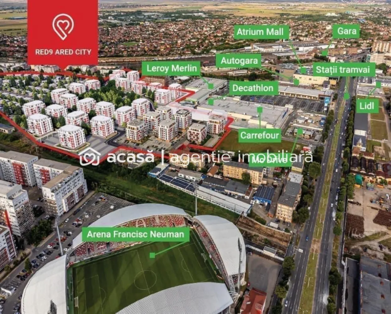 Parcele ARED - in inima Aradului - direct de la dezvoltator - 🔔 Ultimele parcele de teren ARED - în inima orașului! Comision 0% - direct de la dezvoltator ↔️: intrarea în cartierul securizat se va face atât de pe Calea Aurel Vlaicu, cât și de pe 6 Vânători 💡: toate utilitățile în fața terenului Prețuri pornind de la 60.571€ + TVA La 5 minute de mers pe jos găsim: - AFI Arad: Carrefour, Burger King, Starbucks, etc. - Atrium Mall - Mc Donald’s - Lidl - mijloace de transport în comun, autogara, gara - Arena Francisc Neuman - parc 1,6 ha cu terenuri multisport, amfiteatru, zone de relaxare, cafenele, pieste de alergat și multe locuri de joacă *Prețul afișat al parcelei este pentru plata pe loc a acesteia.* ☎️: Contactează-mă la 0755 274 519 - Daniel Hord - Consultant ARED - Birou Central pentru a beneficia de ultimele parcele de teren rămase și nu rata șansa de a-ți construi casa visurilor tale în cel mai frumos cartier al Aradului. Nu dispui de toată suma? Te ajutăm noi gratuit! Îți obținem oferte de la 16 bănci Ai o proprietate de vânzare în Arad și vrei să știi cât valorează cu adevărat? Sună-mă pentru o evaluare GRATUITĂ! Birou: ACASĂ | Agenție imobiliară Arad Adresă: Bulevardul Decebal 2, Arad 310133 }}