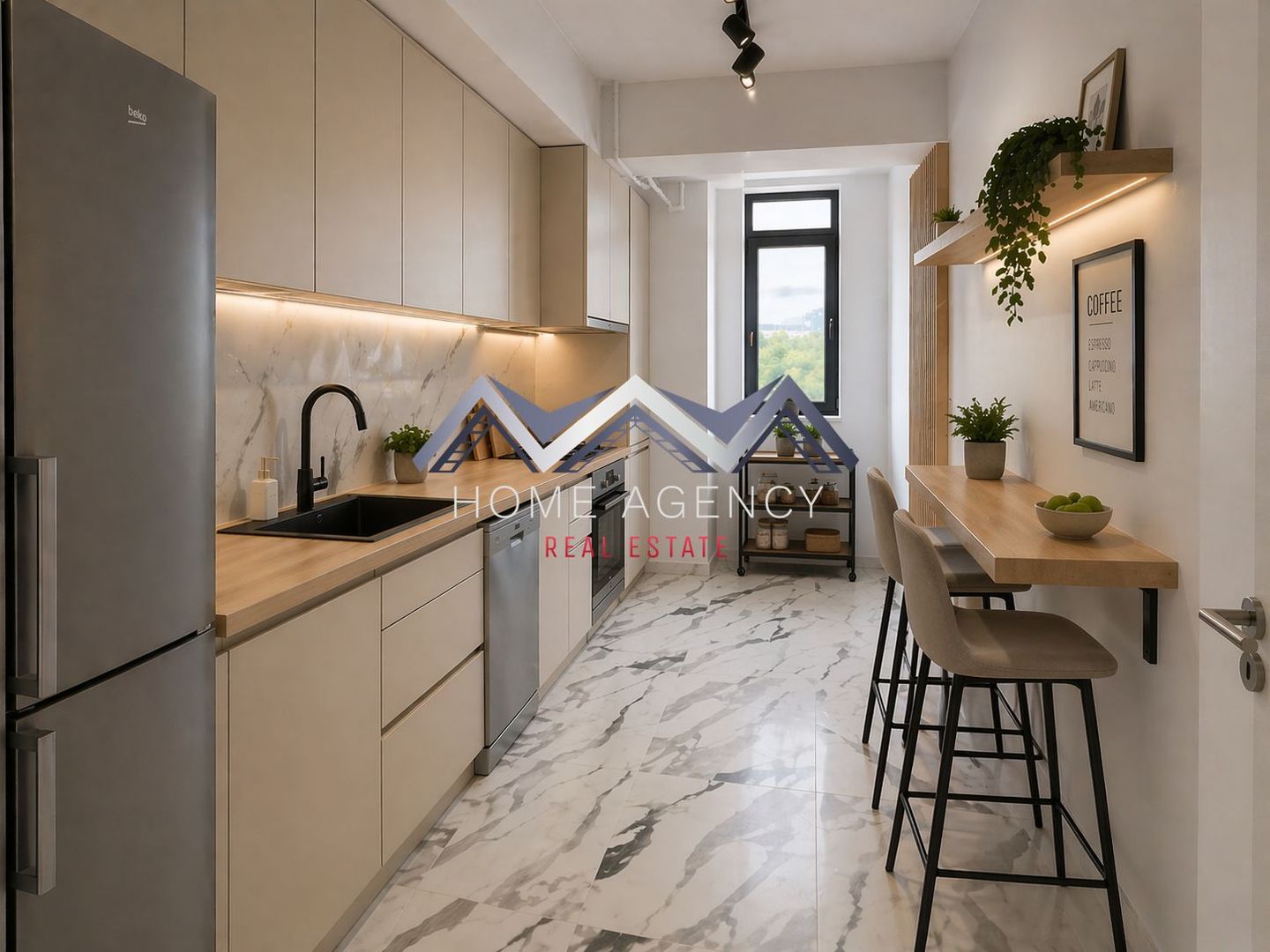 Apartament 2 camere Otopeni central | parcare subterană + bucătărie închisă