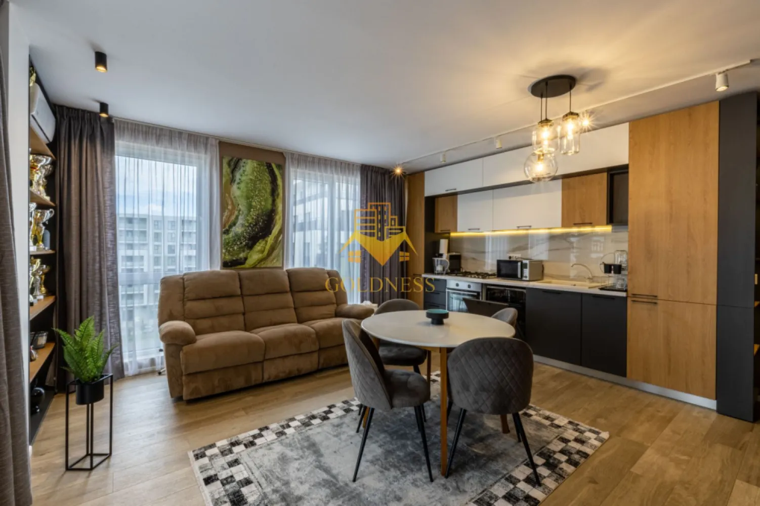 2 camere, garaj, bloc nou, Europa, zona Calea Turzii, OMV, Hexagon - GOLDNESS Imobiliare vă propune spre închiriere un apartament cu 2 camere complet mobilat și utilat, la etajul 5 într-un imobil de 5 etaje, în Cartierul Europa. Se poate inchiria parcare subterana contra cost cu 50 euro ! Se află în apropierea stațiilor de transport în comun, magazine, restaurante, spații verzi, farmacii, etc. Apartamentul este compartimentat astfel: - dormitor cu pat matrimonial, dressing, noptiere - living cu bucatarie open space complet utilată și mobilată, canapea extensibilă, loc de servit masa - baie cu cabina de dus, calorifer port prosop și dulap pentru depozitare. - terasa de 6 mp. Imobilul este dotat cu toate cele necesare- centrală proprie, frigider, aragaz, hotă, mașină de spălat haine, etc. Dacă sunteți interesați de acest apartament și doriți să îl vizionați, dar și pentru alte oferte nu ezitați să ne contactați telefonic sau prin e-mail. Vă stăm la dispoziție! Pentru intermediere se percepe un comision de 50% din prețul chiriei! }}