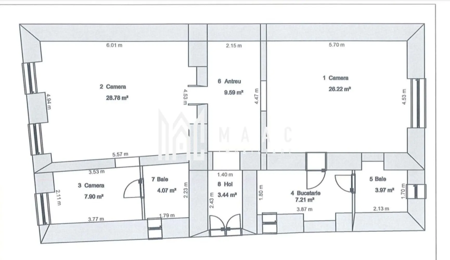 Apartament superb 3 camere 91 mpu zona Ultracentrala - Agentia imobiliara Maac va propune spre vanzare apartament cu 3 camere 2 bai 2 bucatarii situat la parter zona Ultracentrala. Apartamentul se vinde complet mobilat si utilat : - 3 camere decomandate -2 bucatarii complet mobilate si utilate - 1 antreu - 2 bai cu geam de aerisire - situat la parter este pretabil pentru regim hotelier cat si pentru spatiu comercial. - toate instalatiile sunt schimbate ( canalizare , curent ) iar parchetul este din lemn masiv. Pentru mai multe detalii specificati CP2996965 la telefon }}