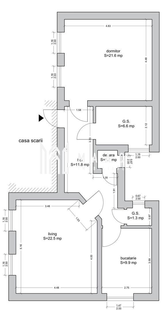 Apartament 2 camere DECOMANDAT 75 MPU Strada Rennes