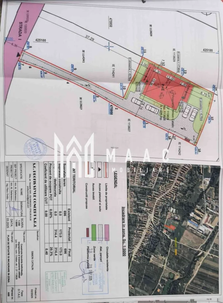 Teren 696 mp în Cristian | utilități pe teren | deschidere la 2 străzi - MAAC Imobiliare vă propune spre vânzare un teren în suprafață de 696 mp, situat în localitatea Cristian, într-o zonă exclusivă de case, apreciată pentru liniște și aer curat. Terenul beneficiază de o poziționare excelentă, având deschidere la două străzi paralele, aspect ce oferă multiple posibilități de acces și compartimentare, fiind ideal atât pentru construcție rezidențială, cât și pentru investiție. Un avantaj major îl reprezintă faptul că toate utilitățile (apă, gaz, curent, canalizare) se află deja pe teren, ceea ce reduce considerabil costurile și timpul necesar demarării construcției. Proprietatea dispune în prezent de autorizație de construire pentru o casă cu 2 apartamente, fiind perfectă pentru două familii sau pentru locuire + investiție (închiriere). Totodată, există posibilitatea obținerii unei noi autorizații, în funcție de preferințele viitorului proprietar. Zona este una foarte liniștită, cu trafic redus, ideală pentru familii care își doresc confort, intimitate și siguranță. Pentru mai multe detalii specificati ca ati vazut anuntul cu ID: CP3008309 }}
