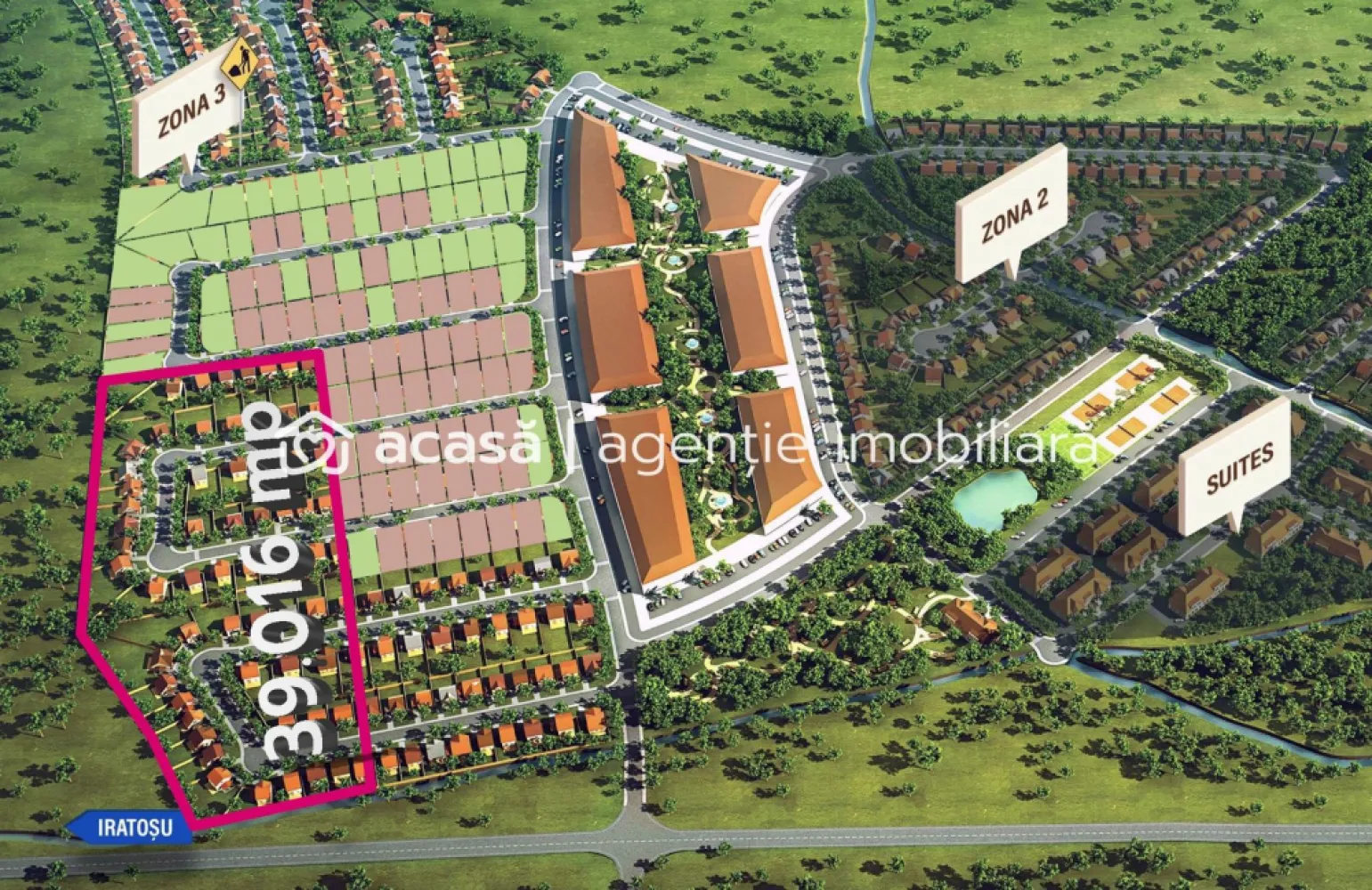 Teren de case lipit de Cartierul Westfield - Agenția imobiliară ACASĂ vă oferă în exclusivitare un teren ideal pentru dezvoltarea unui cartier de case. Terenul este situat pe DJ709 drumul spre Iratoș, lipit de Cartierul Westfield Arad. Zona este deja consacrată pentru dezvoltări rezidențiale, toate utilitățile sunt în proximitate. Conform PUZ-ului se pot construi case cu un regim de înălțime P+1+M la un POT de 40% și un CUT de 1,2. Prețul terenului este acum la doar 20 eur/mp. Pentru vizionare și detalii, apelați 0721356746 }}