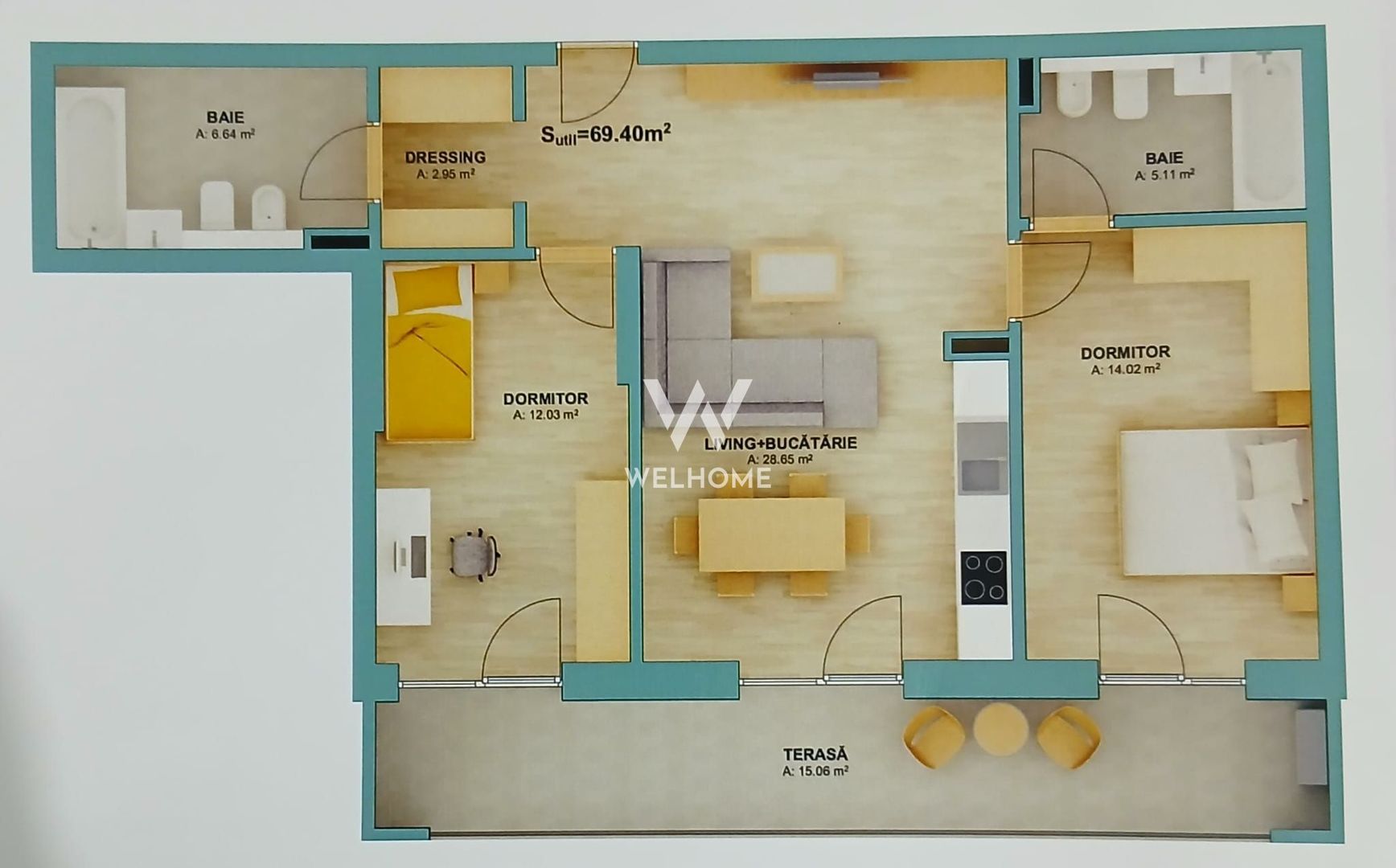 Apartament 3 camere la cheie – ansamblu nou – Doamna Stanca