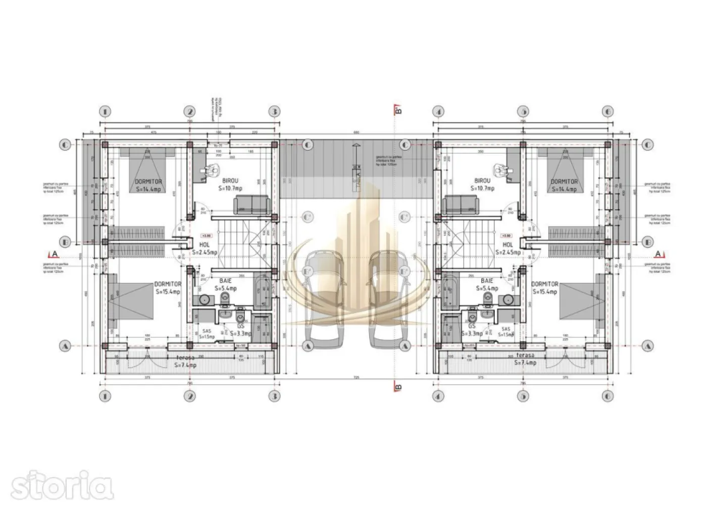 Duplex 117mp, despartit prin camera tehnica, Dumbravita