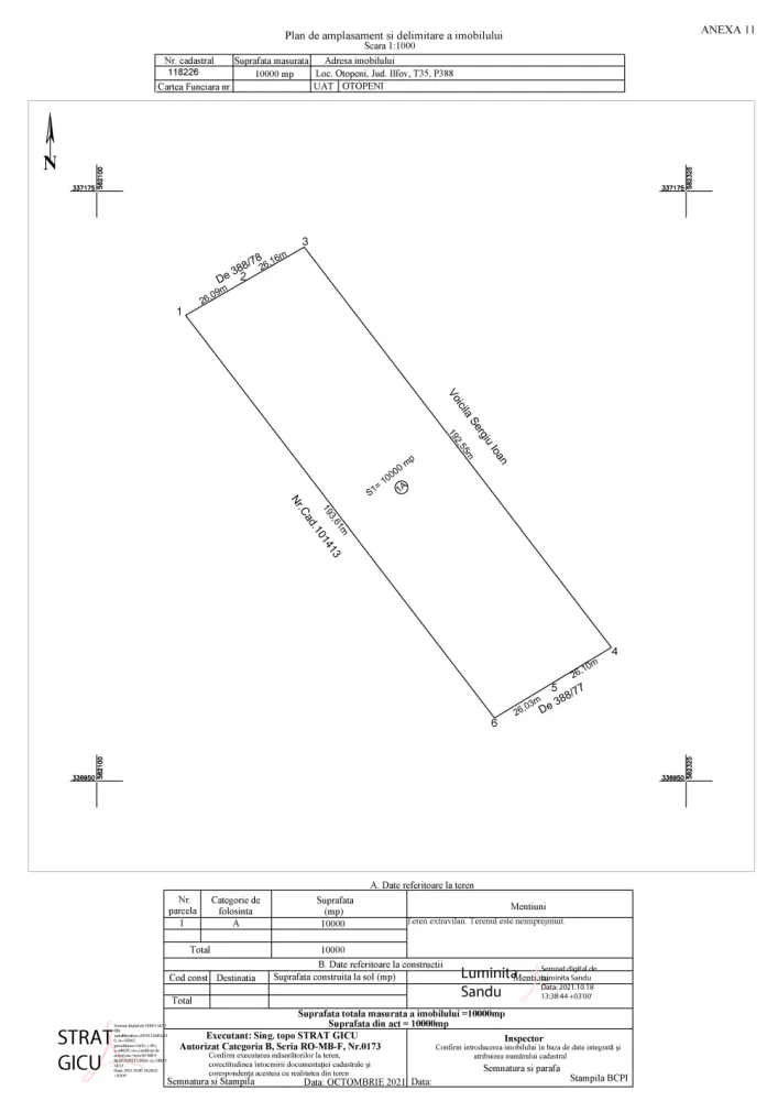 Proprietar vand teren construibil in Ilfov, Otopeni, langa Centura Bucuresti