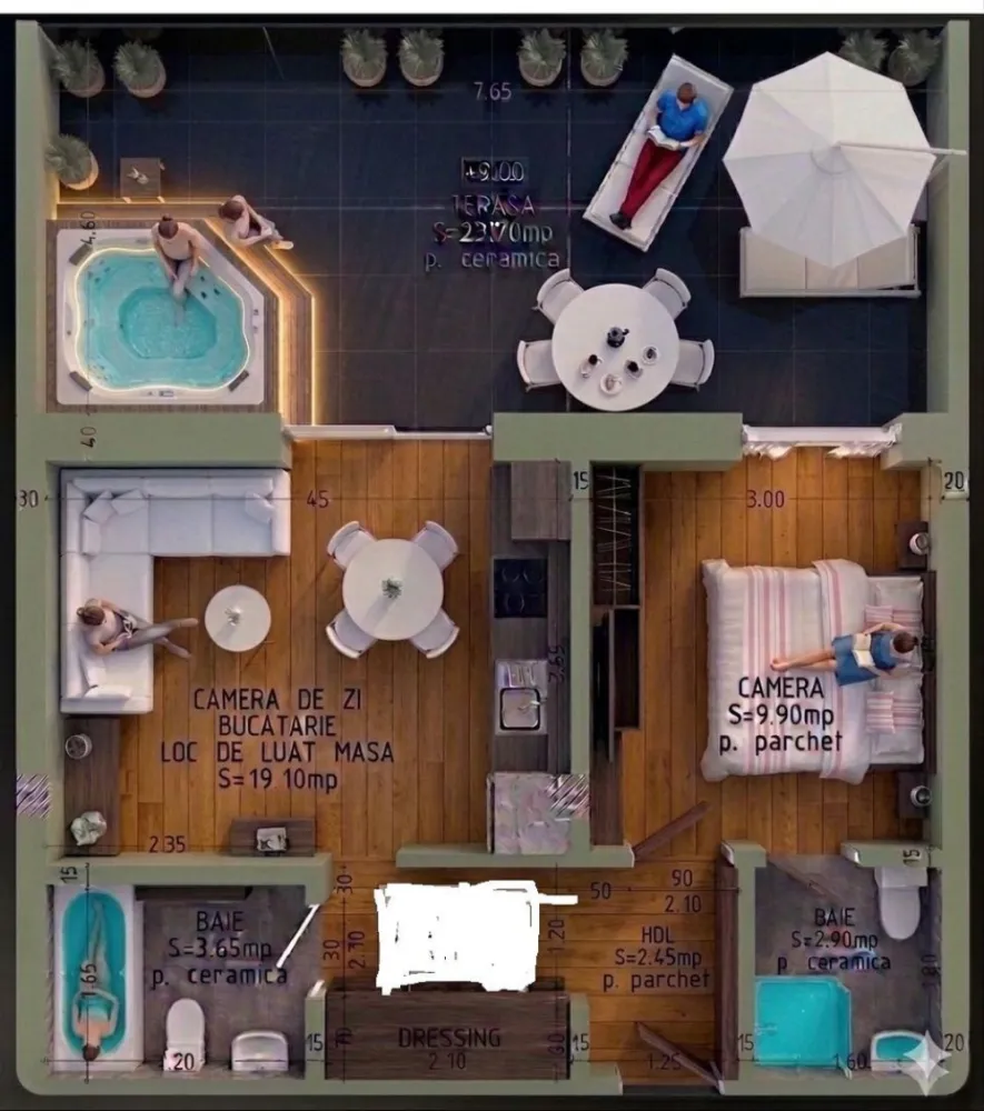 Mini Penthouse , cochet , in zona linistita - Vă propunem spre vânzare un mini penthouse deosebit, cu o suprafață construită de 43 mp și 38 mp utili, plus 23 mp terasa , ideal pentru cei care își doresc un spațiu intim, confortabil și bine organizat. Apartamentul se remarcă prin atmosfera sa cochetă și primitoare, fiind perfect pentru persoane sau cupluri care apreciază liniștea și intimitatea. Poziționarea retrasă oferă un plus de confort, departe de agitația urbană, într-o zonă liniștită, înconjurată de multă verdeață. Locuința este eficient compartimentată, luminoasă și oferă un ambient plăcut, ideal pentru relaxare și un stil de viață echilibrat. Avantaje: – Mini penthouse – poziționare retrasă – 43mp construiți / 38 mp utili, 23,7 mp terasa , total 61,7 mp suprafata utila – Zonă liniștită, plină de verdeață – Ideal pentru relaxare și intimitate – Compartimentare practică și eficientă , bucatarie cu living , si iesire pe terasa , 1 dormitor cu baie proprie si iesire pe terasa , hol, 1 baie . Pret vanzare : 1400 euro / mp plus TVA Pentru mai multe detalii sau pentru a programa o vizionare, nu ezitați să ne contactați!