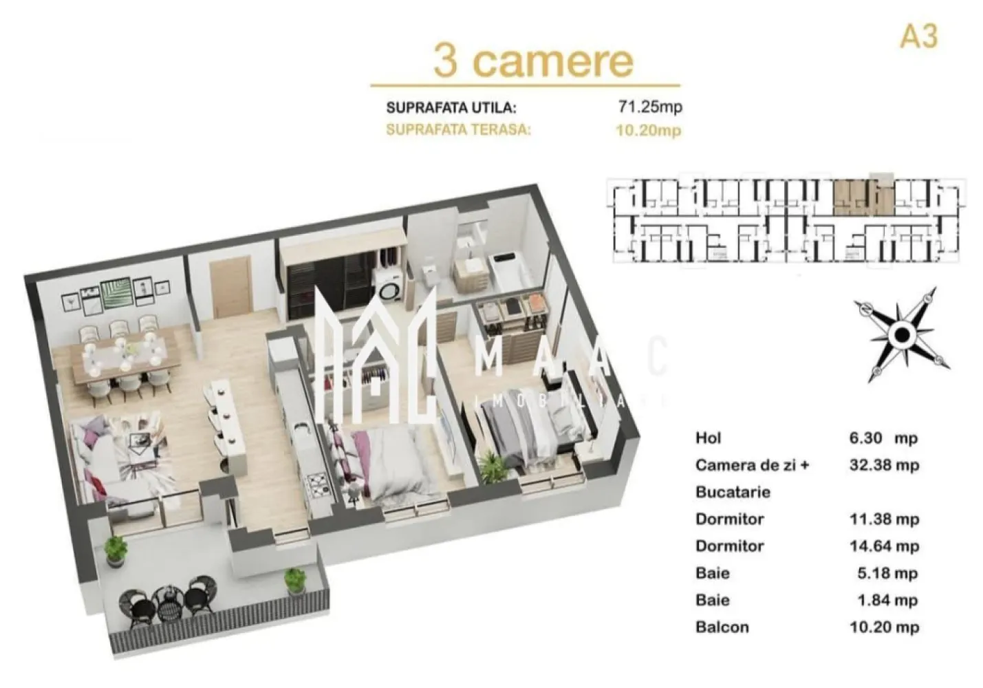 Apartament 3 camere | Balcon | Lift | Parcare | Prelungirea Mihai Viteazul