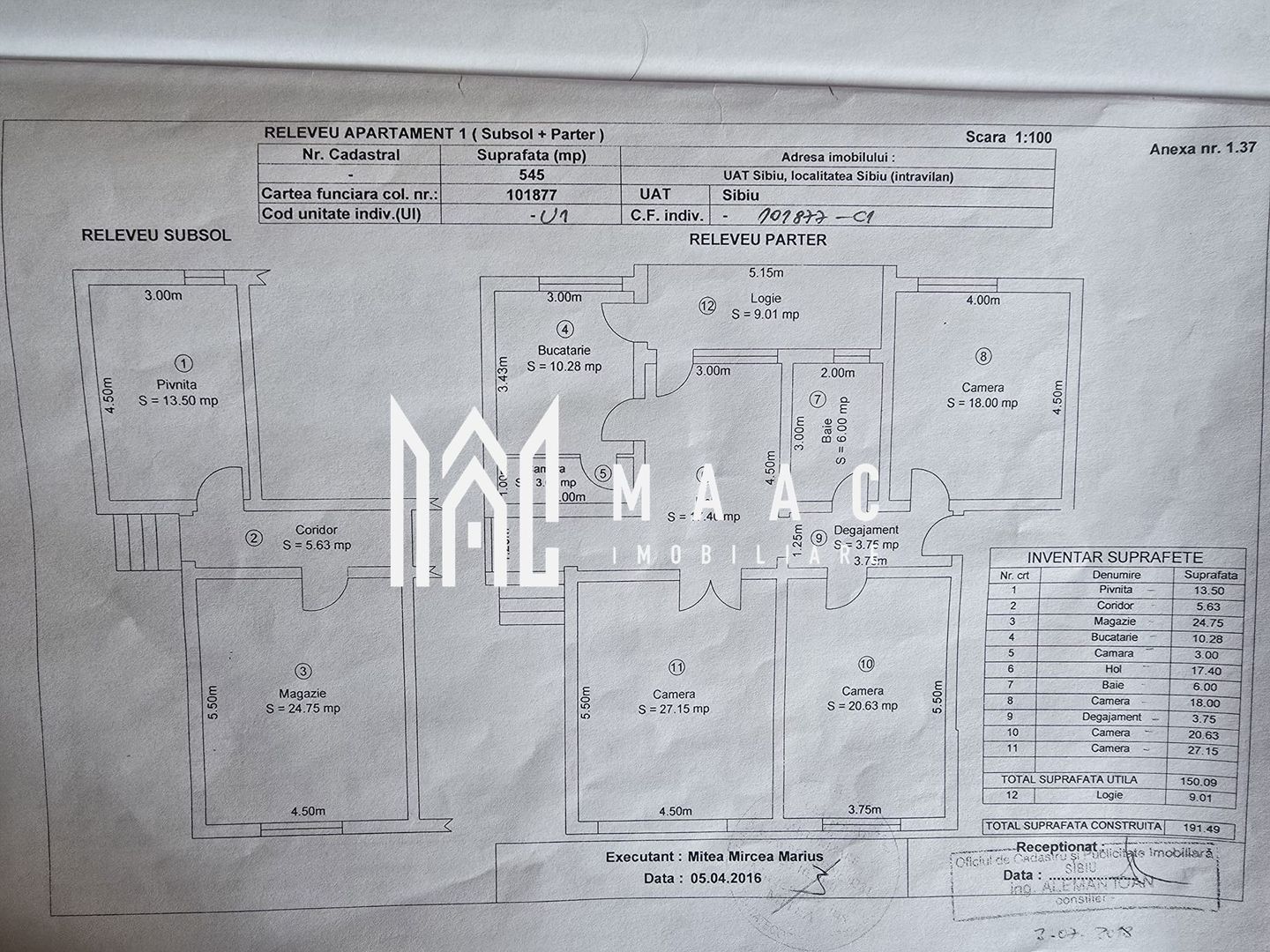 Duplex pe un singur nivel 4 camere zona Centrala