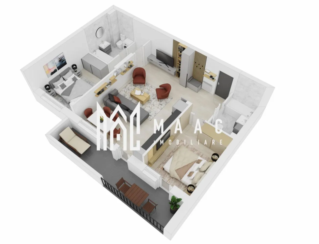 Apartament 3 camere I 64 mp I Sibiu I Doamna Stanca I 2 băi I balcon 10 mp - MAAC Imobiliare vă propune un apartament modern cu 3 camere, situat pe Strada Doamna Stanca, într-o zonă în plină dezvoltare din Sibiu.

Compartimentare:
living + bucătărie: 29,78 mp
dormitor 1: 13,59 mp
dormitor 2: 10,22 mp
2 băi
balcon: 10,47 mp

Apartamentul este bine compartimentat, ideal pentru locuință proprie sau investiție.

Prețuri:
119.200 euro (TVA inclus) – semifinisat
128.800 euro (TVA inclus) – finisat la cheie

Loc de parcare exterior inclus
Opțional: parcare interioară – 10.900 euro

Centrală termică
Apartament racordat la toate utilitățile
Predare la cheie (pentru varianta finisată)
Ansamblu rezidențial nou

Zona Doamna Stanca oferă acces rapid către centre comerciale, magazine, școli și principalele puncte de interes din oraș, fiind una dintre cele mai căutate zone noi din Sibiu.

Pentru mai multe informații sau pentru programarea unei vizionări, vă rugăm să ne contactați și să menționați ID-ul proprietății: CP3048564.