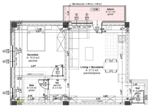 Apartament 3 camere, 77,9 mp, in Calea Cisnadiei, Sibiu