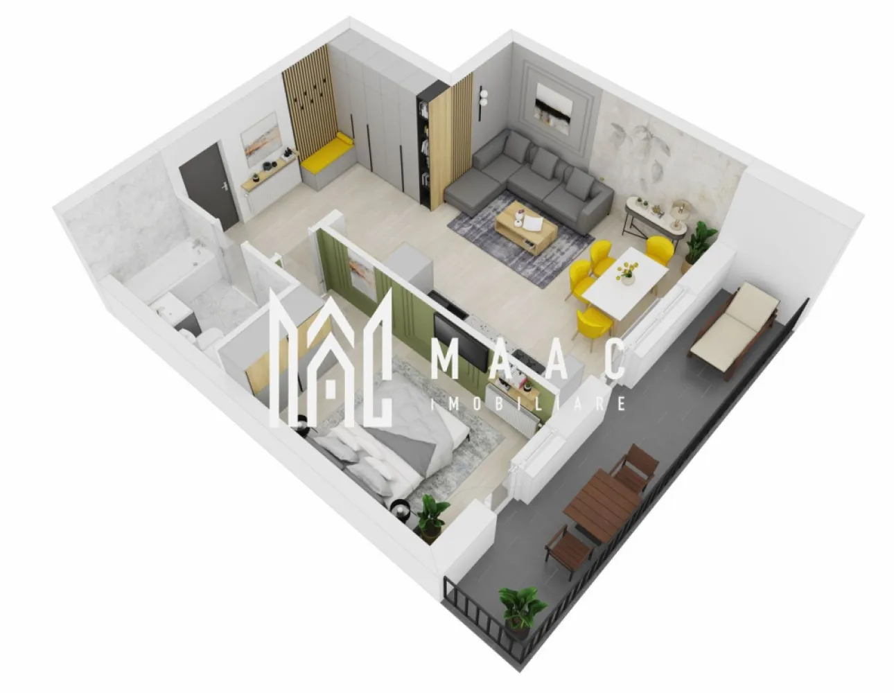 Apartament 2 Camere I Sibiu I Doamna Stanca I Balcon I Parcare Inclusă - MAAC Imobiliare vă propune un apartament modern cu 2 camere, situat pe Strada Doamna Stanca, într-o zonă rezidențială în plină dezvoltare din Sibiu.
Apartamentul este ideal pentru locuință proprie sau investiție, beneficiind de o compartimentare eficientă și spații generoase.

Compartimentare:
living + bucătărie: 29,61 mp
dormitor: 12,03 mp
baie: 4,51 mp
hol: 2,49 mp
balcon: 10,83 mp
Prețuri:
97.500 euro (TVA inclus) – semifinisat
103.700 euro (TVA inclus) – finisat la cheie

Loc de parcare exterior inclus
Opțional: parcare interioară – 10.900 euro
Beneficii:
Centrală termică
Racordat la toate utilitățile
Predare la cheie (pentru varianta finisată)
Ansamblu rezidențial nou

Zona Doamna Stanca oferă acces rapid către centre comerciale, magazine, școli și principalele artere ale orașului, fiind una dintre cele mai căutate zone noi din Sibiu.

Pentru mai multe detalii vă rugăm să precizați telefonic că ați văzut anunțul cu CP3049402.