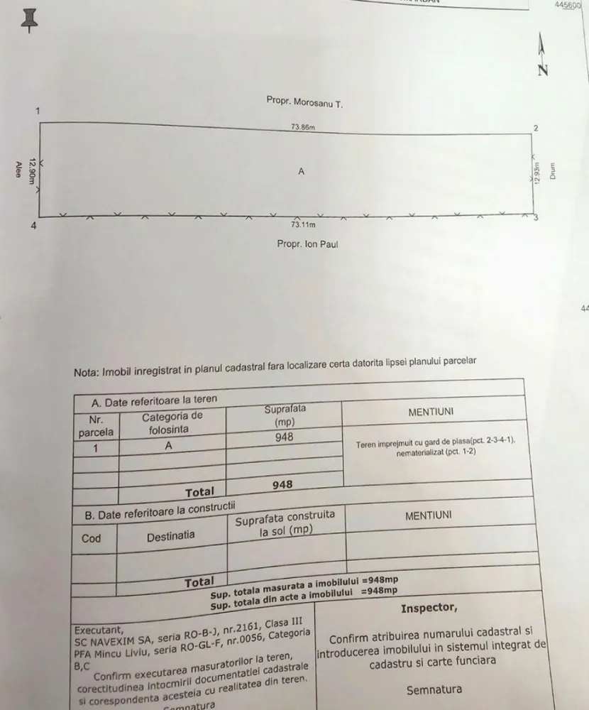 De vanzare 953 mp teren intravilan in Smardan, 28.000 euro - Se oferă spre vânzare teren intravilan cu suprafața de 953 mp, situat în localitatea Smârdan, într-o zonă liniștită și în dezvoltare. Detalii: - Suprafață: 953 mp - Teren împrejmuit - Utilități la limita proprietății (apă, curent) - Acces facil - Ideal pentru construcția unei locuințe sau investiție. Preț: 28.000 euro Pentru mai multe informații sau programarea unei vizionări, nu ezitați să mă contactați 0746.252.252 Liliana Ene. }}