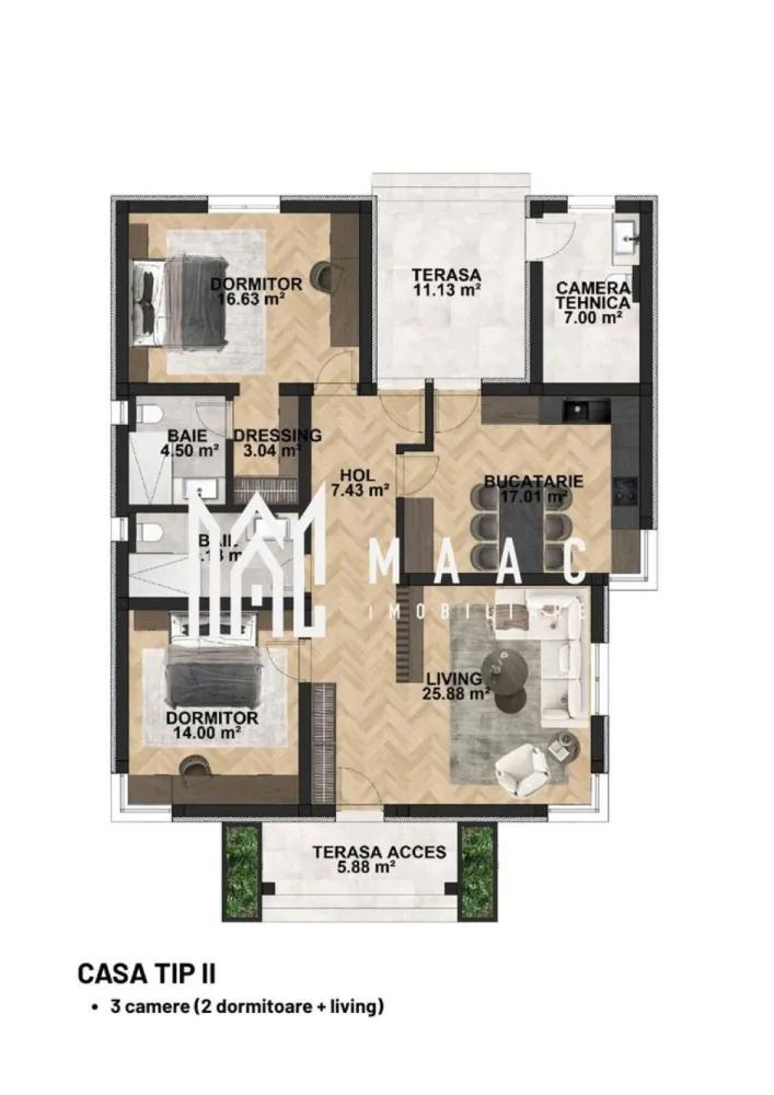 Case de vânzare la cheie - MAAC IMOBILIARE va propune spre vanzare casa de vanzare la cheie 
Residense Manoria este un Residense boutigue formata din doar 6 case individuale, adresat celor care îsi doresc spatiu, liniste si intimitate, departe de aglomeratia ansamblurilor mari. 
Pozitia este unul din din punctele forte, te bucuri de confortul unei case într-o zonă linistita sigură, dar in acelasi timp bine conectată la oras. 
Casele sunt pe parter cu o suprafata utilă de 170 mp, bine compartimente pentru viata de zi cu zi: living generos, bucătărie, 2 băi, dormitor matrimonial, dresing-uri, cameră tehnică, completate de curti private mari. 
Sunt disponibile două variante: 3 camere (2 dormitoare + living) teren 500 mp. 4 camere ( 3 dormitoare + living) teren 700 mp.
 Constructia este realizată cu materiale de calitate si atenție la detalii.
 Izolație exterioară cu vata bazaltica
 Fațada cu piatră naturală + elemente decorative ( ancadramente, panouri decorative, bagaje si cornișe) 
 Tâmplărie Salamander cu geam tripan 4 anotimpuri. 
 Acoperiș Bilka 0.5 mm 
Sistem de încălzire:
 -încălzire in pardoseala cu pompă de căldură. 
 -eficientă ridicata si costuri reduse. 
 instalație electrică moderna cu aparatura Schneider. 
Se poate oferii si consultanta pentru amenajarea interioară astfel încât fiecare locuință să fie adaptata stilului viitorului proprietar 
Casele se vând la cheie.
pentru a programa o vizionare specificati ID CP3040753