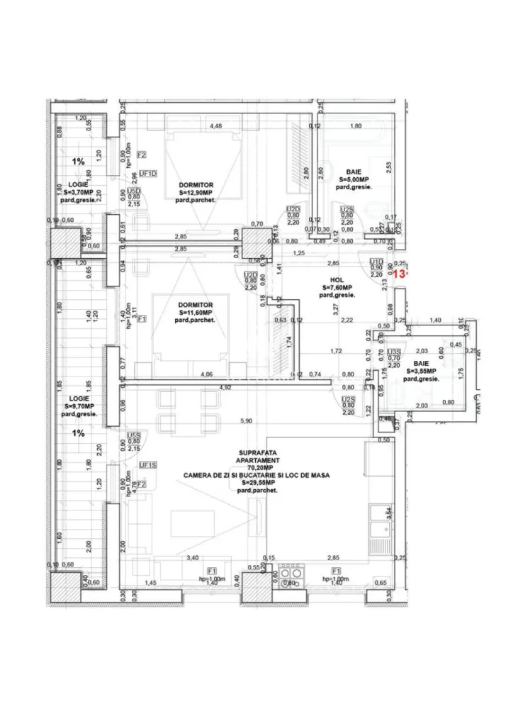 Apartament 3 camere, proiect nou, Calea Surii Mici, Sibiu - Apartament 3 camere, in zona Calea Surii Mici, Sibiu - Comision 0% - Suprafata utila: 70.15 mp - Compartimentare practica: 2 dormitoare, living cu bucatarie open space, 2 bai, hol, sas, 2 logie - Complex rezidential cu Parter+6Etaje+Etaj Retras - Pretul afisat este pentru Apartament SEMIFINISAT LA ALB - cu centrala termica si incalzire in pardoseala Vaillant, usa de intrare de metal, peretii cu lavabila, geamuri termopan, video interfon, instalatii electrice, termice si sanitare pe pozitie. - Exteriorul se preda LA CHEIE: lift, balcoane si terase placate cu gresie, alei si trotuare pavate, spatii verzi. - Zona deosebita, la DOAR 10 minute de centrul Sibiului, mijloace de transport in comun, strazi asfaltate si iluminate. - 1 loc de parcare suprateran inclus in pret. - Contra cost se poate cumpara si loc de parcare subteran. - Predare: Primavara 2026 Poze cu titlul de prezentare! PRET: 140.300 Euro Tva Inclus }}