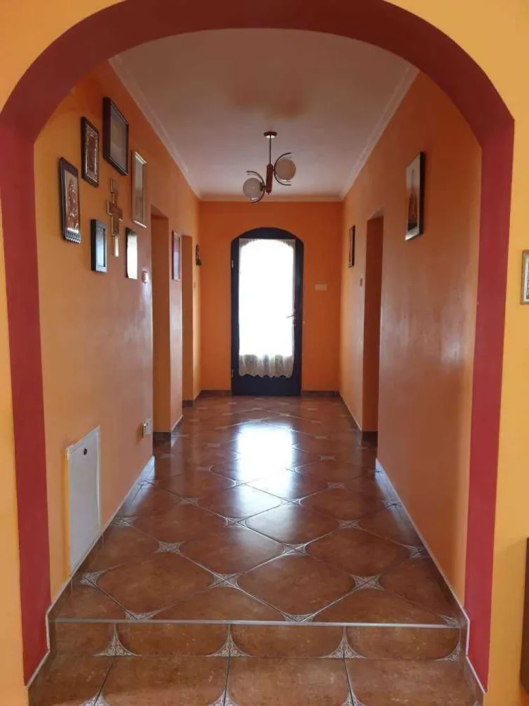 Casa S+P+1+M cu 28 ari de teren in Martinesti - Casa este construita in anul 2000 pe o fundatie solida din beton armat, zidaria este din caramida, planseurile intre etaje sunt turnate din beton armat. Este complet decomandata si compartimentata in asa fel incat sa deserveasca o familie numeroasa sau doua familii, fiecare etaj dispunand de: casa scarii, holuri, living open space cu bucatarie, 2 dormitoare foarte generoase, baie foarte mare dotata cu geam de aerisire, balcone care dau din living pe partea din fata a curtii si terase pozitionate pe partea din spate a curtii. Casa este complet izolata termic cu polistiren de 10 cm. Incalzirea se realizeaza cu ajutorul a doua centrale termice atat prin pardoseala cat si cu calorifere la parter si etaj. Atat la parter cat si la etaj in livinguri exista seminee functionale foarte bine realizate din zidarie. La subsol are spalatorie, 2 camari pentru alimente si camera tehnica, si un hol care decomandeaza aceste incaperi. Podul este foarte generos si se poate transforma in sala de gimnastica, sau sala jocuri. Acoperisul este din tigla. Dotari : geamuri termopan, usi din lemn, gresie, parchet lemn masiv de stejar, faianta, sanitare, centrale termice, calorifere, sistem de alarma, interfon. Curtea are 2800 mp ( 28 ari ) cu un front linear de 32 m. Exista pe proprietate cate doua porti de acces din fier forjat , atat auto cat si pietonal. Partea din fata a curtii este frumos amenajata cu flori inclusiv pe aleea care duce in partea din spate a casei. Pe lateral exista o livada de pomi fructiferi, iar in spatele curtii vita de vie. Restul spatiului este verde si poate fi utilizat si amenajat atat ca spatiu de recreere cat si pentru gradinarit, in functie de preferintele fiecaruia. Casa se vinde mobilata, urmand a fi luate de catre proprietari obiecte cu o semnificatie si valoare sentimentala. Sunati va rog doar daca va intereseaza cu adevarat, exclus orice fel de intermediar. Multumesc !